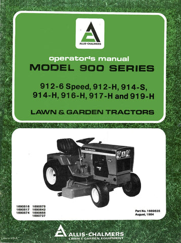 Allis Chalmers Model 900 Series Lawn Garden Tractors Operator S Ma