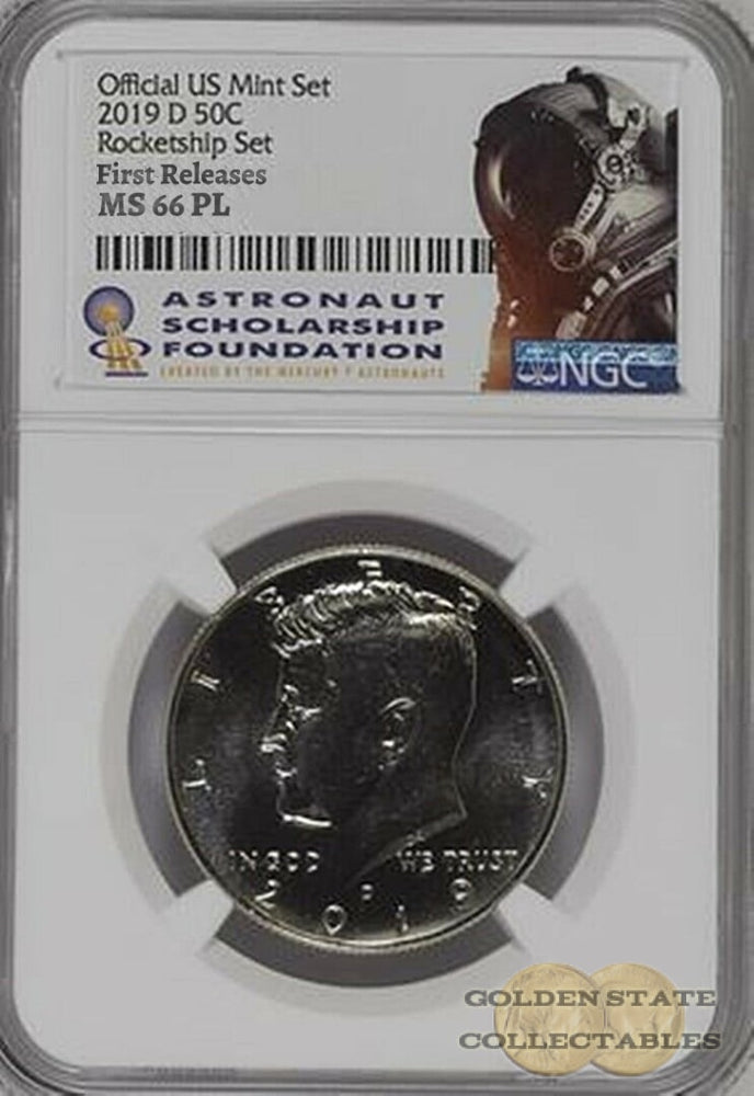 2019 D 50c Kennedy ProofLike NGC MS 66 PL ROCKET SHIP SET First Releases