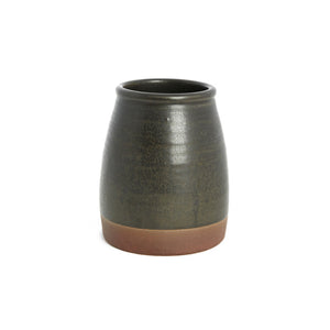 Ceramic vase/container black with brown border - Zetuké Home Decor