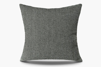 Wool Herringbone Pillow - Black | Solid Sand