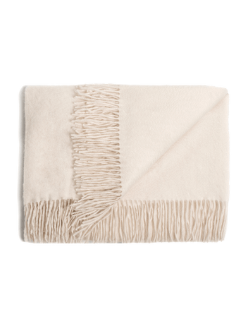 Cashmere Oversized Throw - Ivory - thumbnail 1