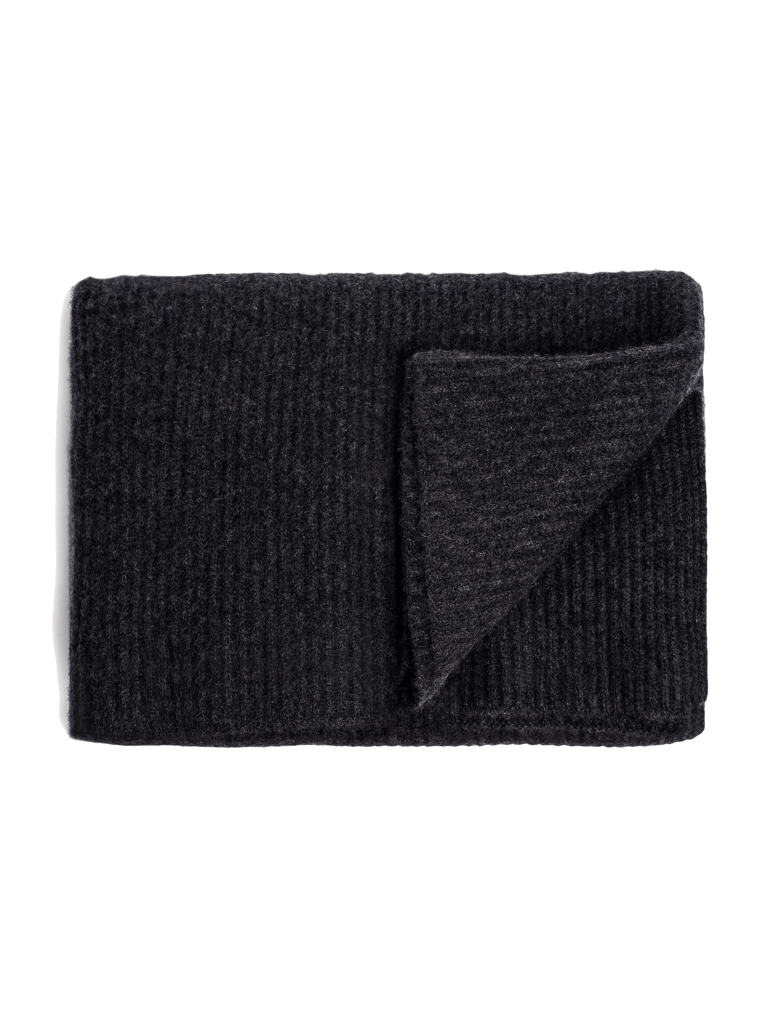 Ribbed Cashmere Throw - Charcoal | Ben Soleimani