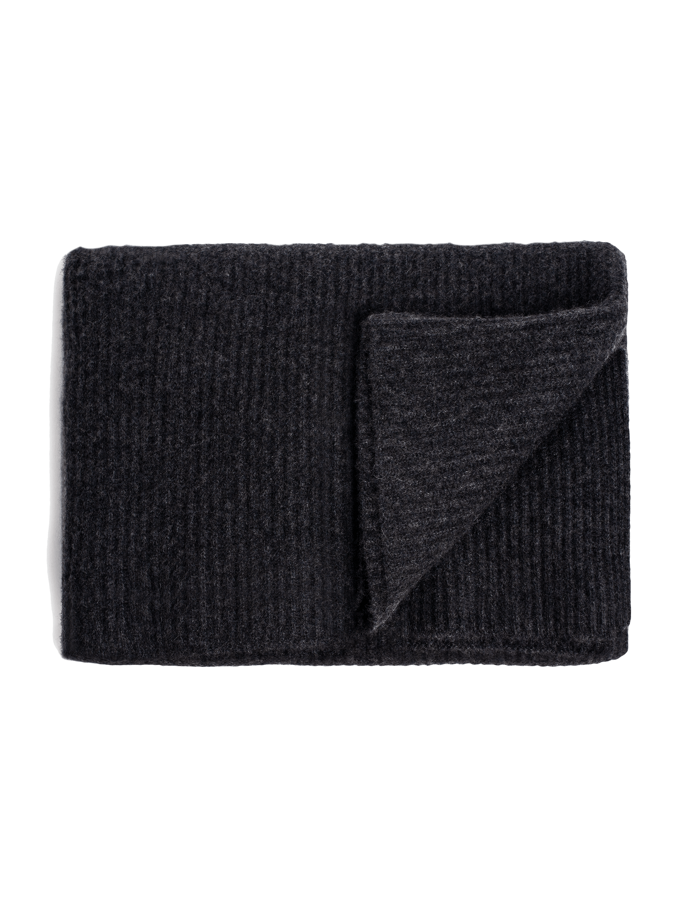 Ribbed Cashmere Oversized Throw - Charcoal - thumbnail 1