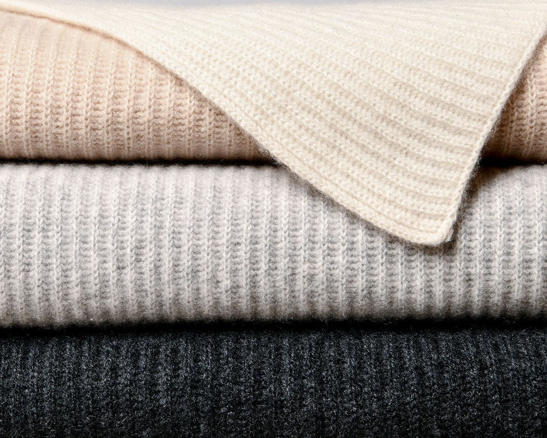 Ribbed Cashmere Throw - Grey - thumbnail 1