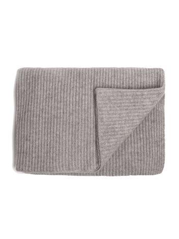 Ribbed Cashmere Oversized Throw - Grey