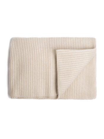 Ribbed Cashmere Oversized Throw - Ivory