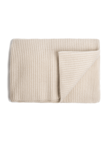 Ribbed Cashmere Throw - Ivory - thumbnail 1