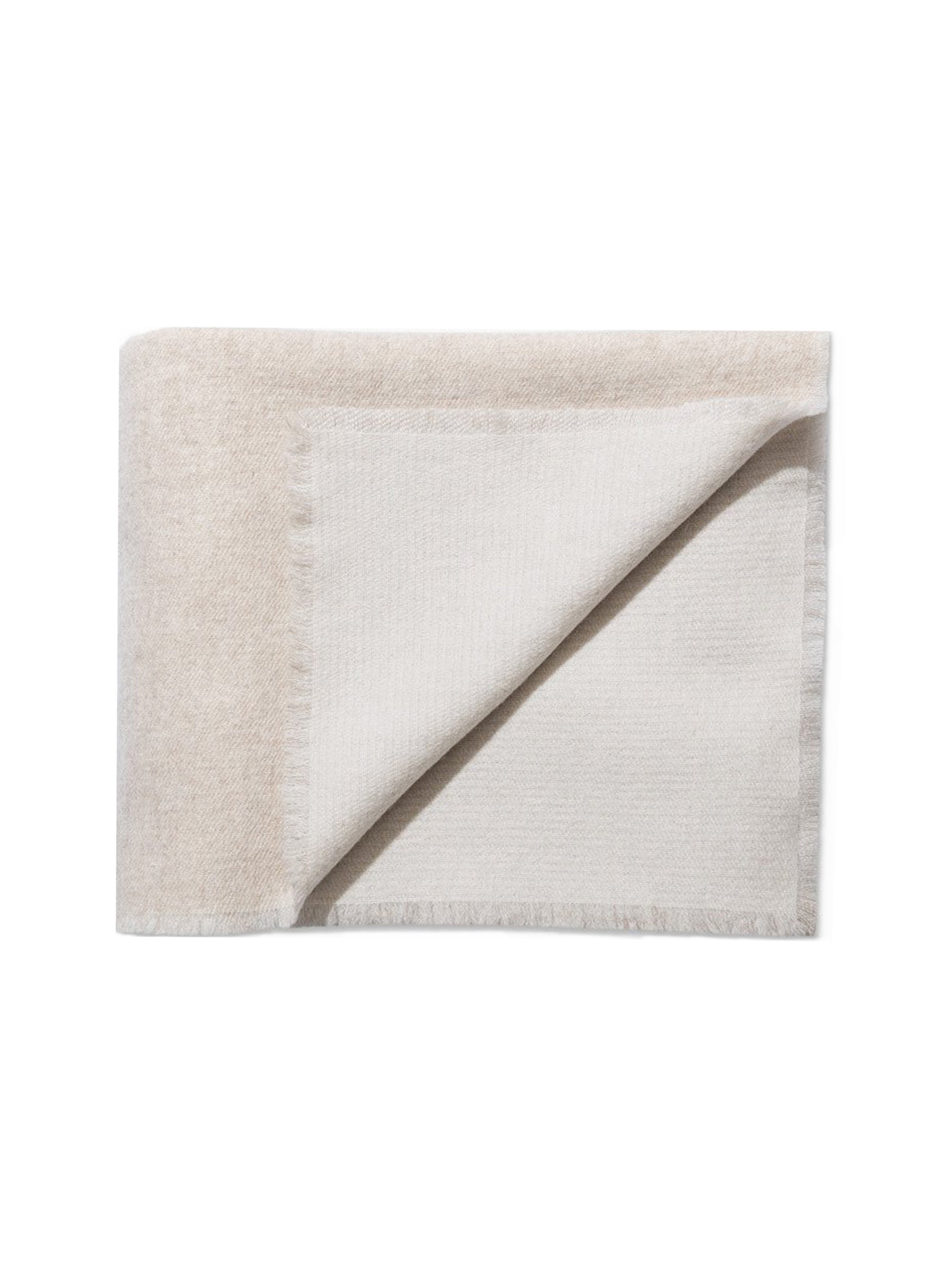 Double Sided Cashmere Throw - Oatmeal / Ivory | Ben Soleimani