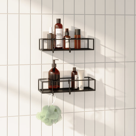 BLECKSJÖN shower caddy, two tiers, black, 12 ¼x22 - IKEA