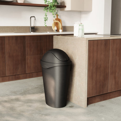 Umbra Venti 16-Gallon Swing-Top Trash Can Black