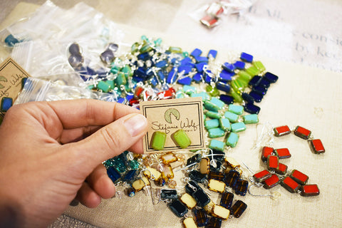 Making and shipping earrings at the studio