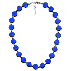 Circle necklace in royal blue, glass beads