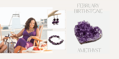 February Birthstone gifts of amethyst and purple gemstone jewelry on Martha's Vineyard