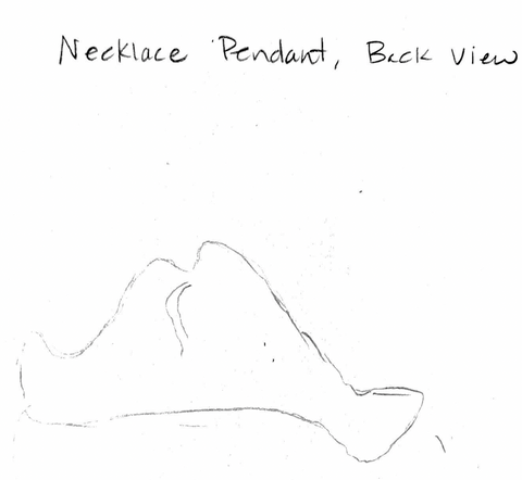 Sketch of back view of Martha's Vineyard 14k Gold Pendant
