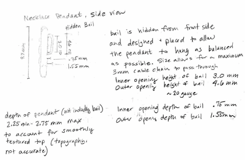 Sketch of bail options for Martha's Vineyard Pendant