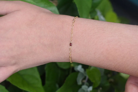 Ruby and 14k Gold Chain Permanent Jewelry Bracelet from Martha's Vineyard