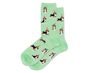 Socks with Dog, Party Beagle, Mint