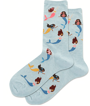 Socks with Mermaids Swimming, Light Aqua Green