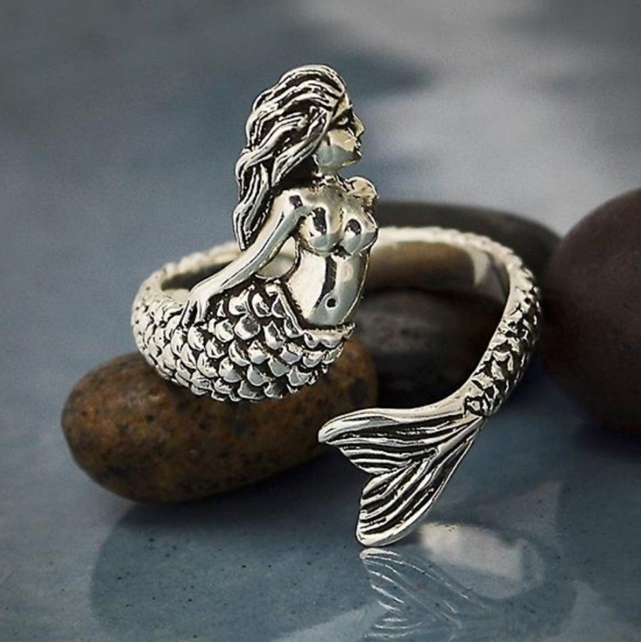 Mermaid Ring, Adjustable Size, Sterling Silver