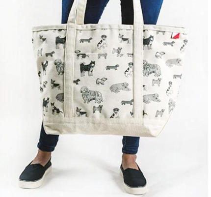 Canvas Boat Tote, Large, Dog Print