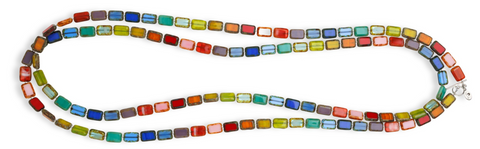 Glass Beaded Necklace | Long Multicolored Beaded Strand for Pride