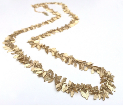 Gold leaf or silver leaf single strand necklace
