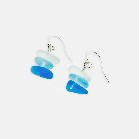 Seaglass Stack Earrings in Aqua