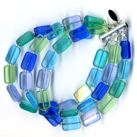 Seaglass Rectangles 3-Strand Bracelet