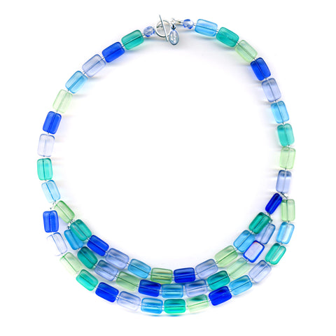 Seaglass Inspired Beaded 3-Strand Necklace