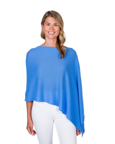 Periwinkle blue 100 percent cashmere poncho for travel