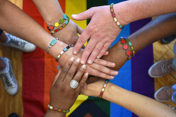 Pride Progress Rainbow Bracelet, Stefanie Wolf Designs, Martha's Vineyard, MV Youth Pride