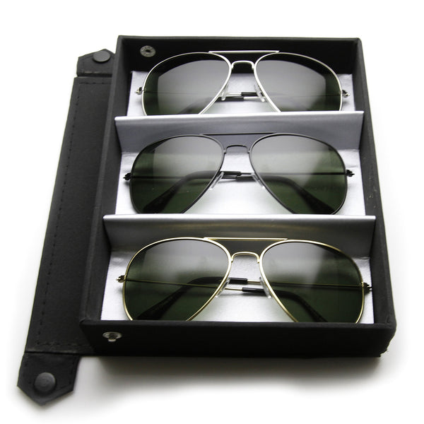 Classic Military Aviator Sunglasses Travel Case Zerouv 