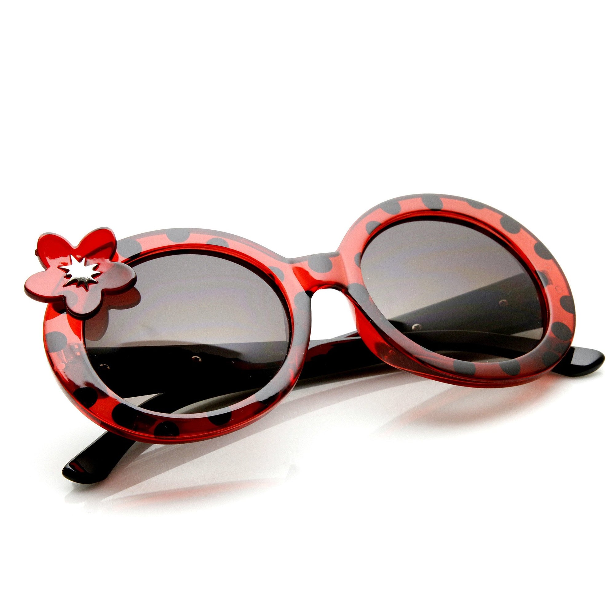 Womens Oversize Round Flower Lady Bug Print Sunglasses 9335 - zeroUV