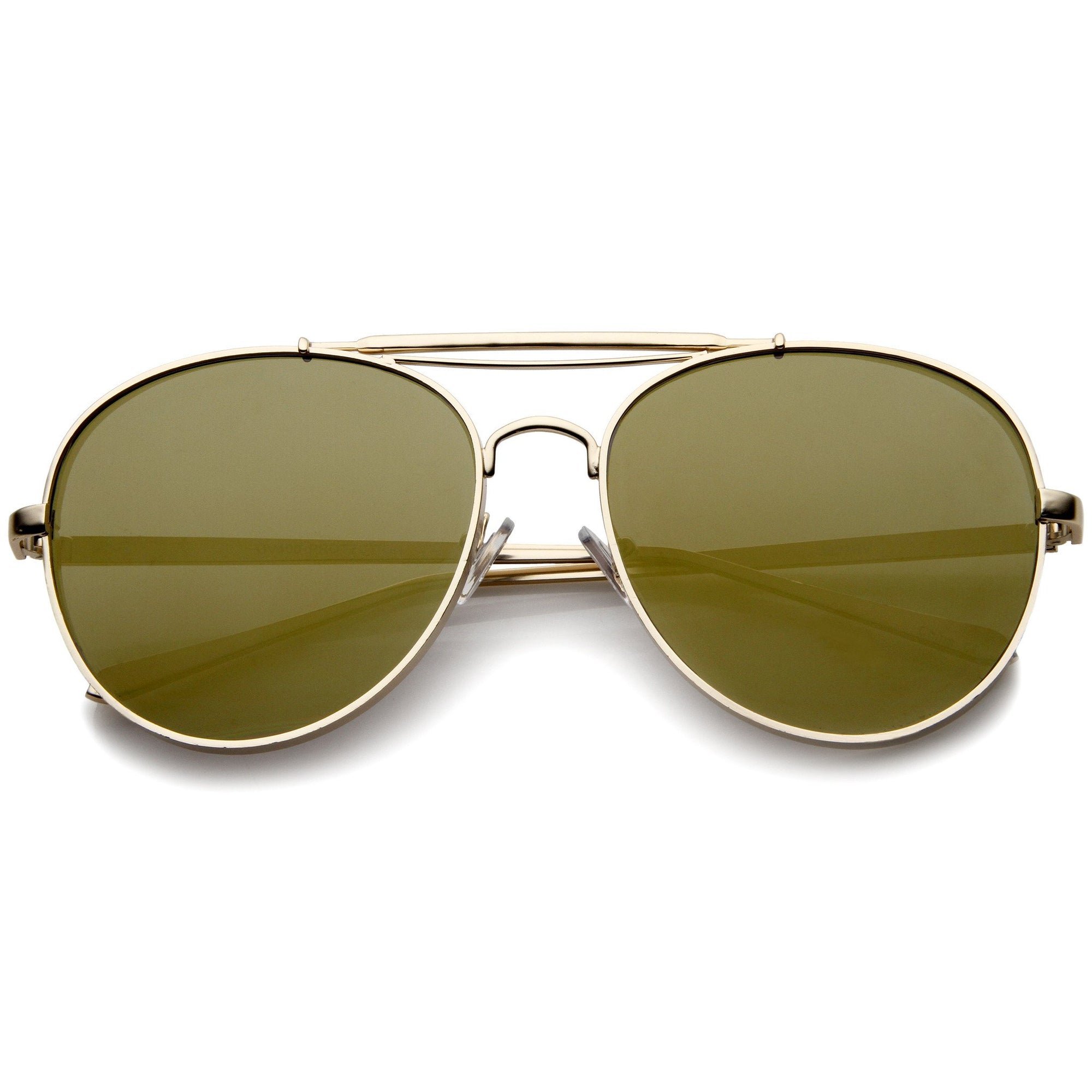 Metal Frame Flat Lens Side Cover Aviator Sunglasses - zeroUV
