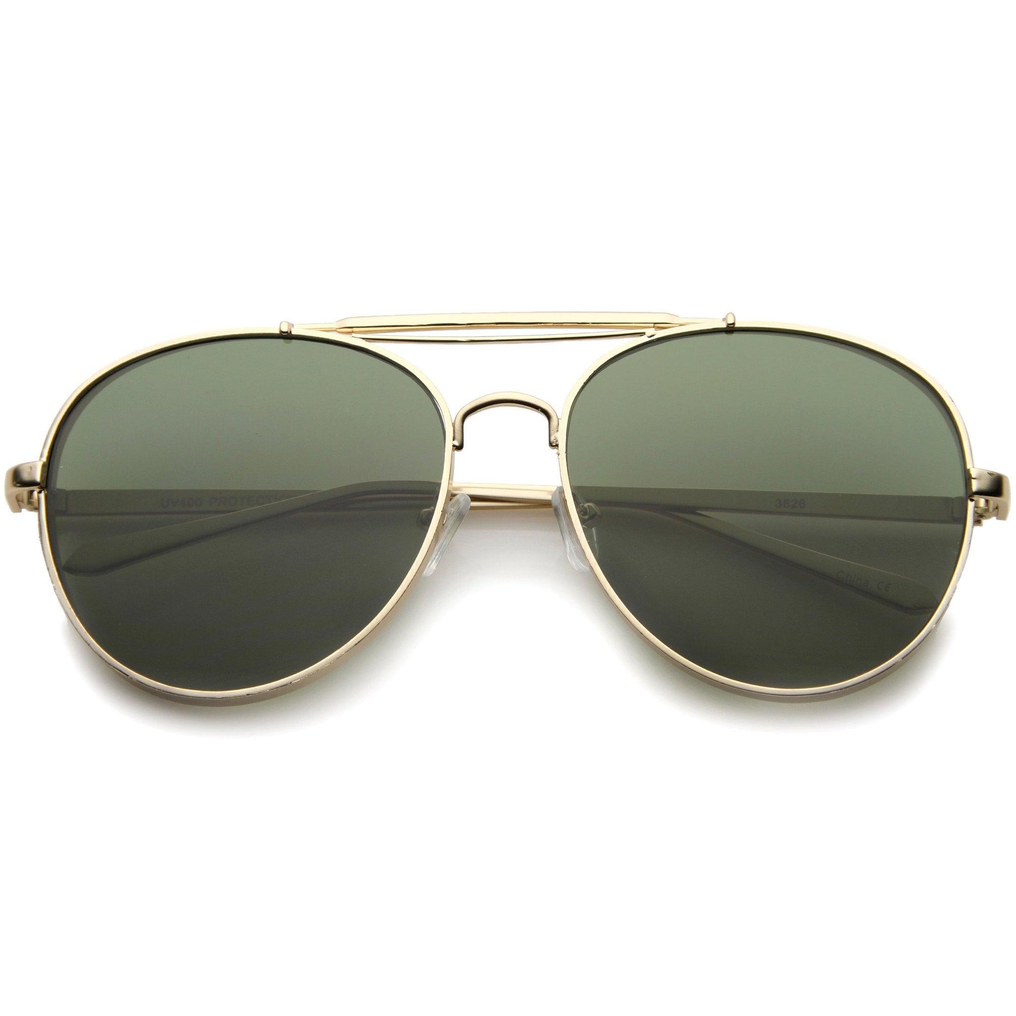 Modern Side Cover Flat Lens Aviator Sunglasses - zeroUV