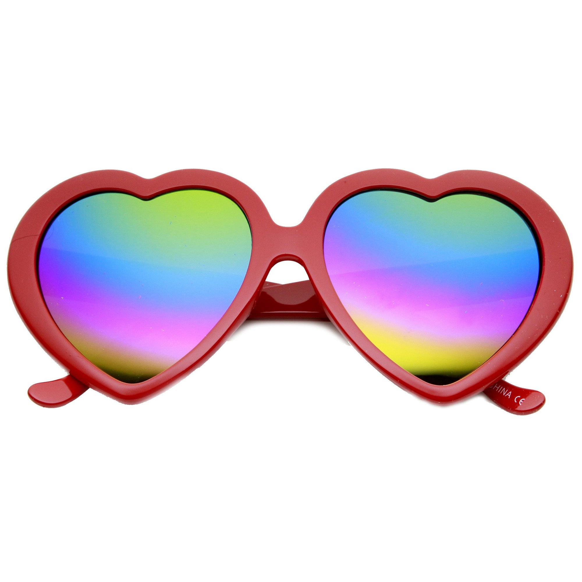 Cute Womens Heart Shape Rainbow Lens Sunglasses Zerouv 