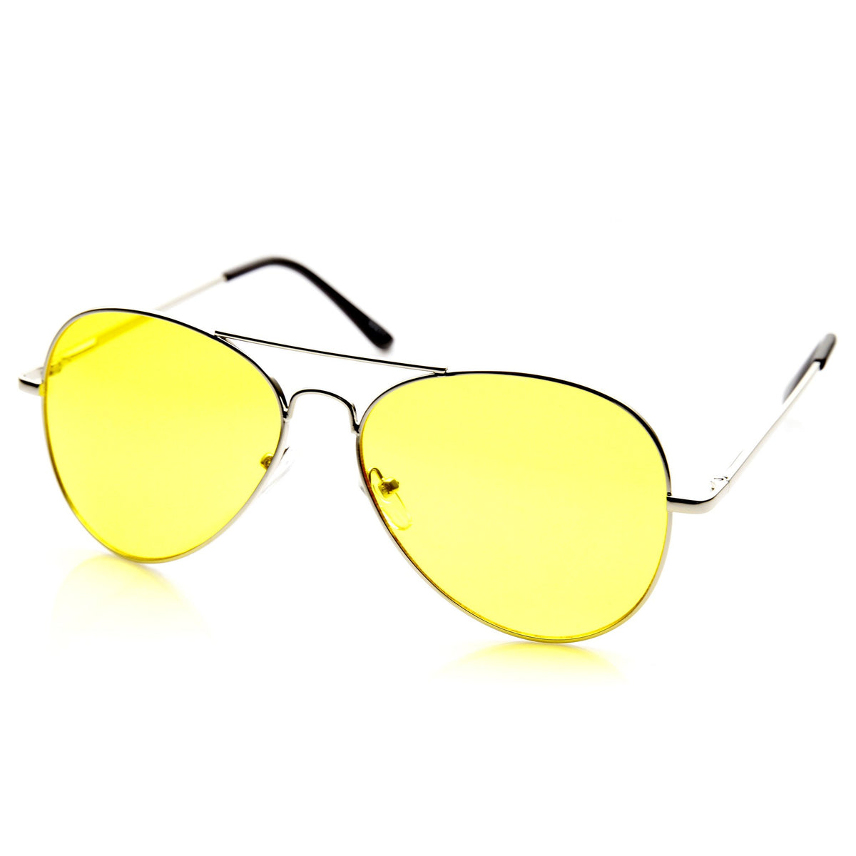 Retro Metal Aviator Sunglasses Yellow Driving Lens Zerouv 