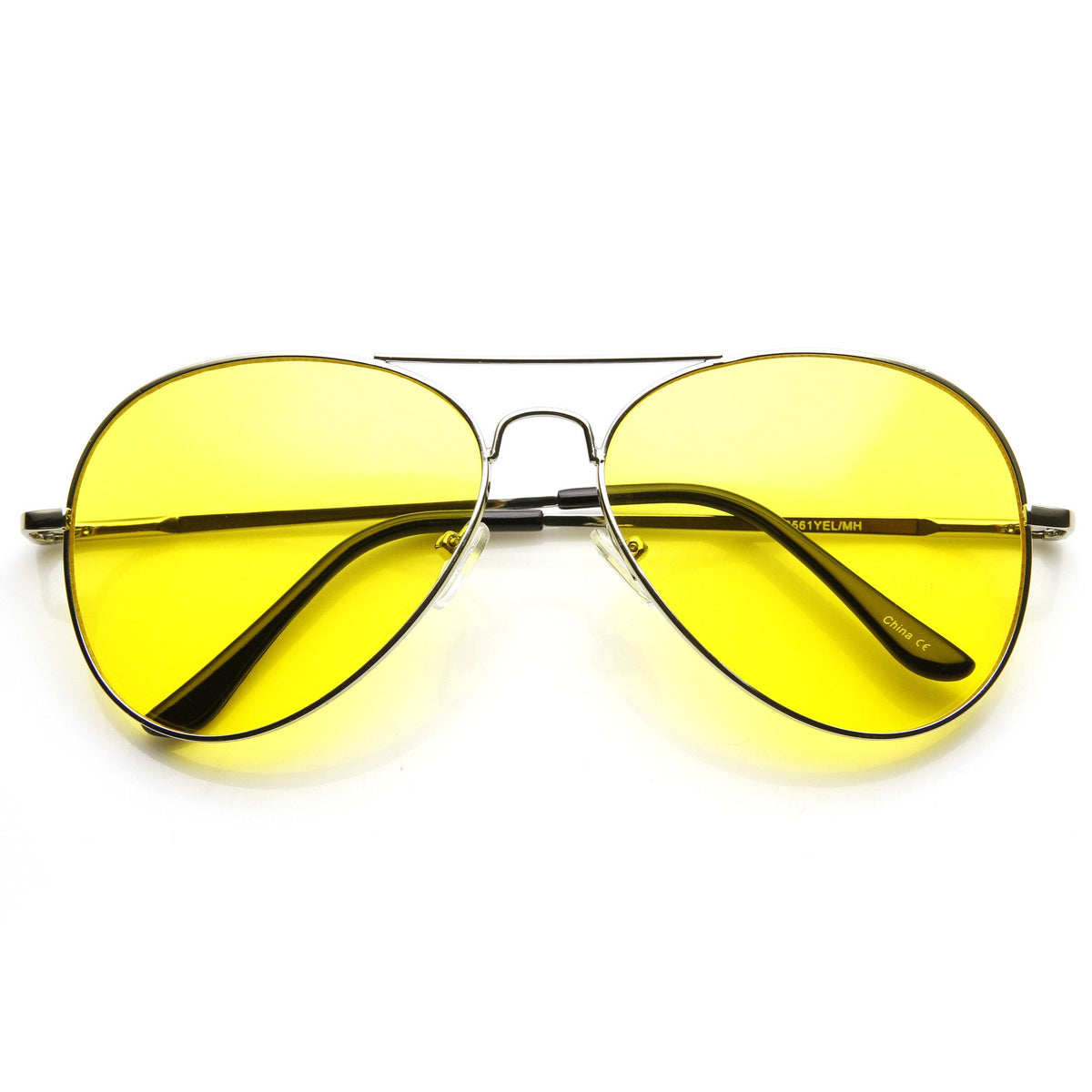 Retro Metal Aviator Sunglasses Yellow Driving Lens Zerouv 