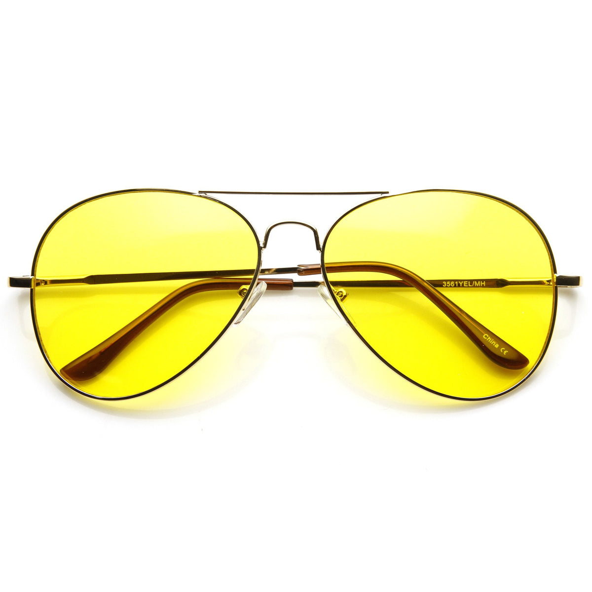 Retro Metal Aviator Sunglasses Yellow Driving Lens Zerouv 