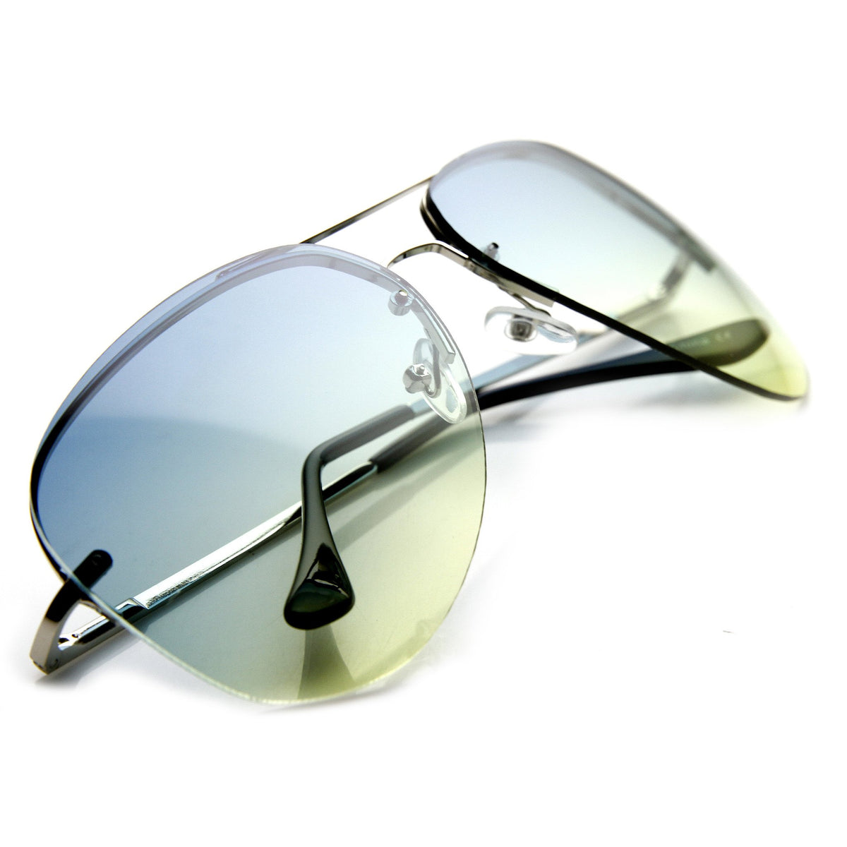 Retro 1980s Rimless Metal Aviator Sunglasses Zerouv 