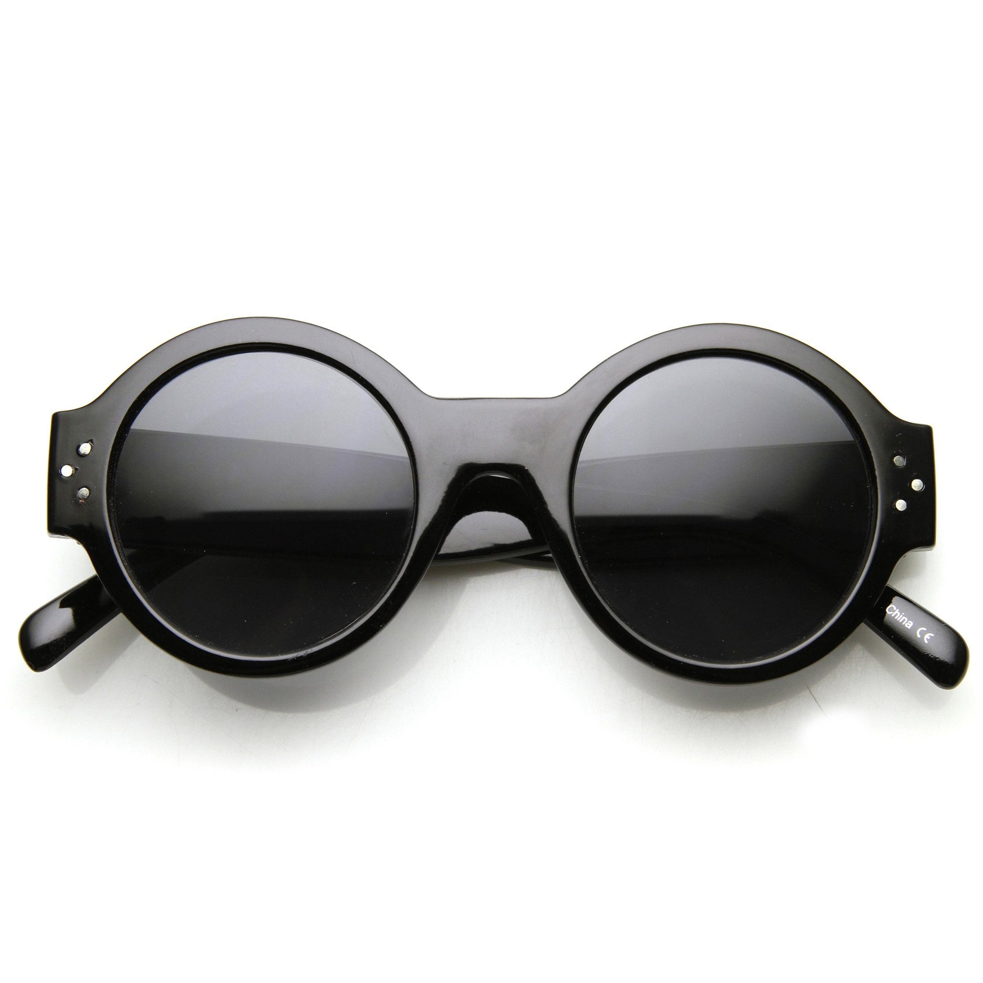 Women S Retro Euro Bold Thick Round Frame Sunglasses 9491 Zerouv