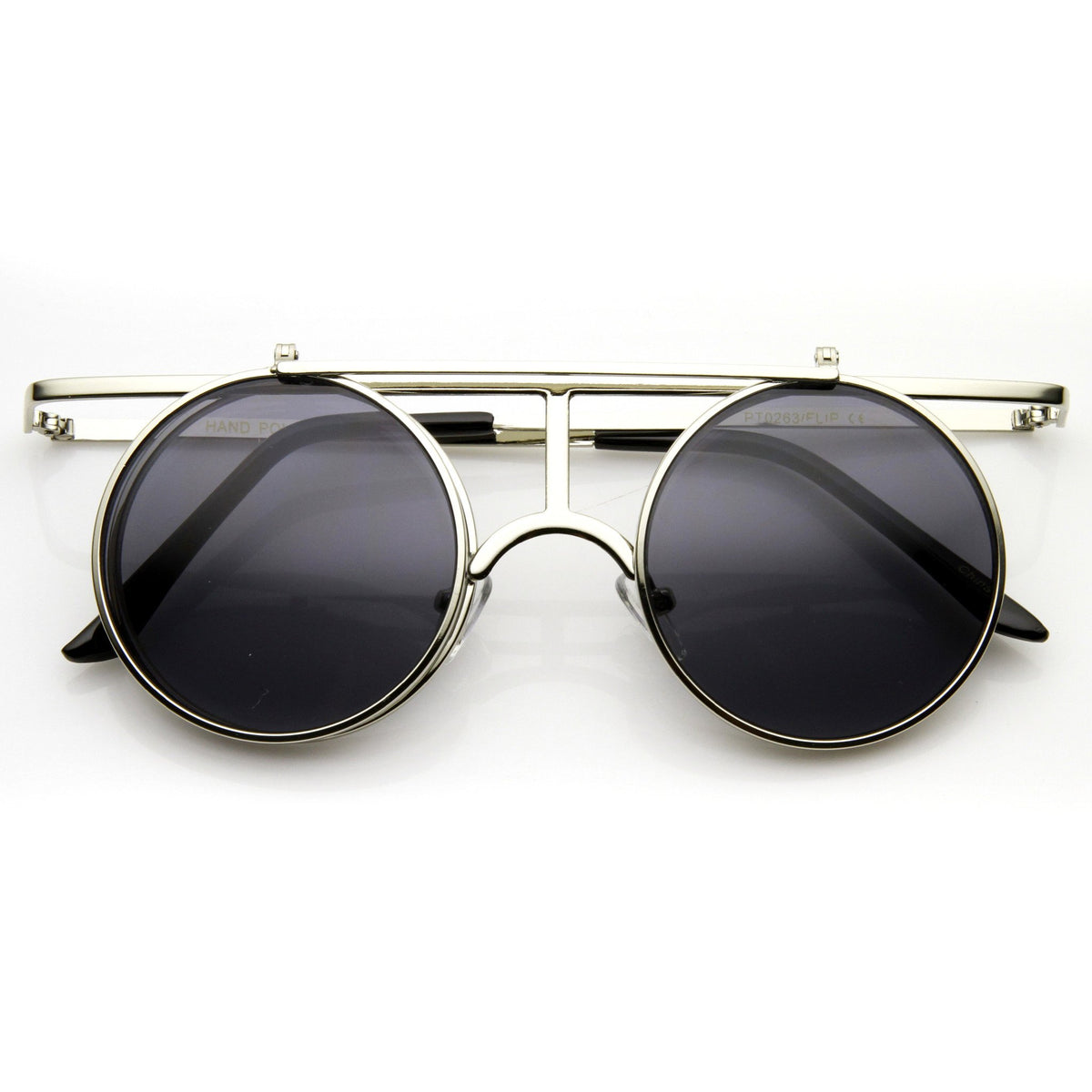 Steampunk Vintage Crossbar Flip Up Metal Sunglasses - zeroUV