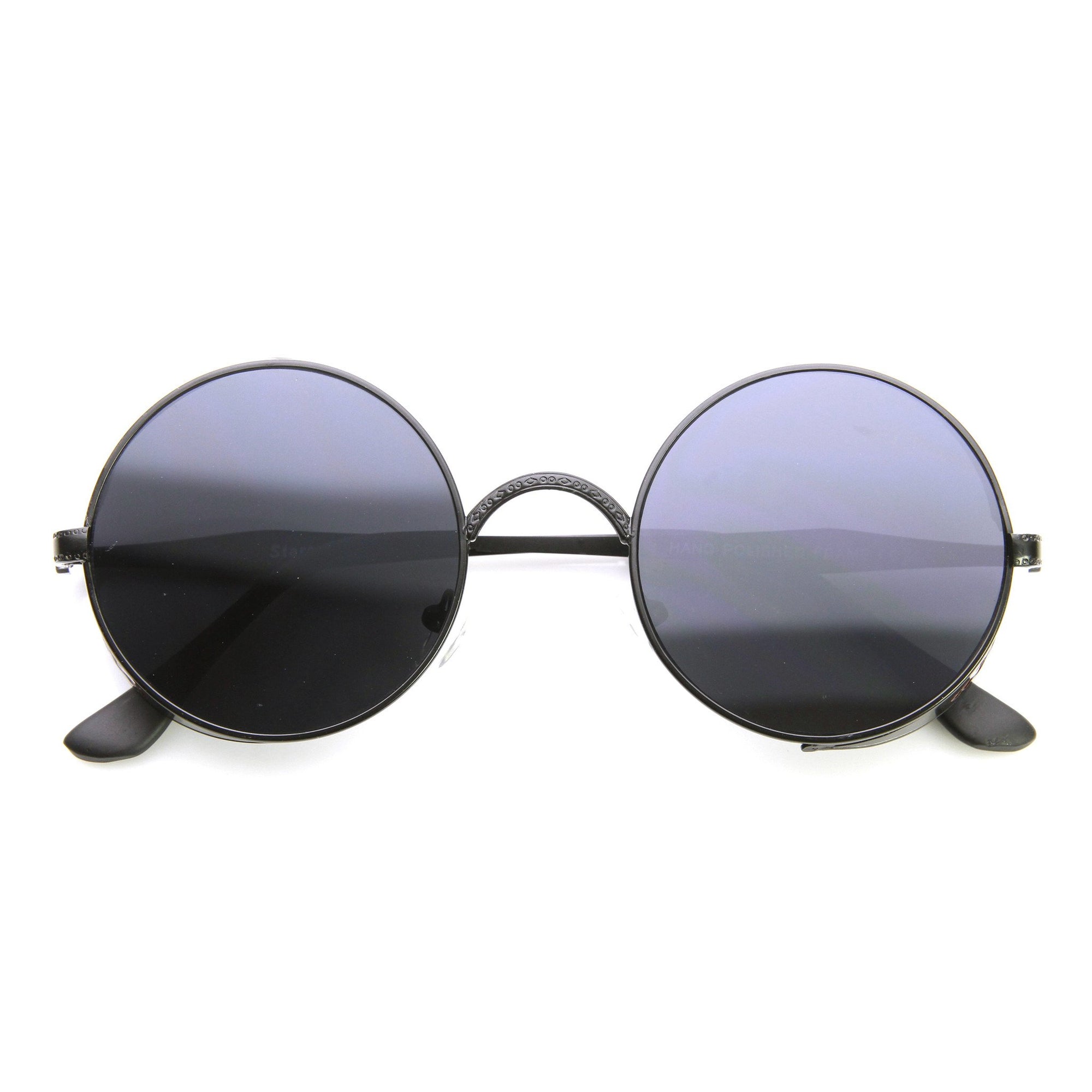 Vintage Inspired Round Metal Can Steampunk Sunglasses - zeroUV