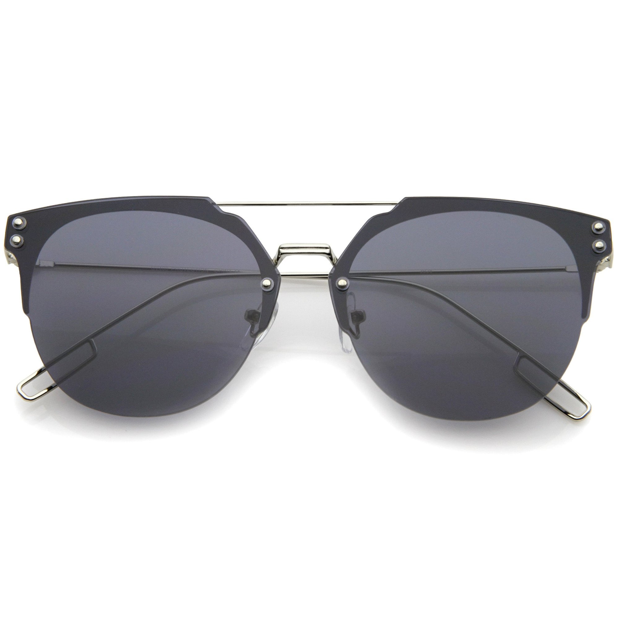 Modern Ultra Slim Rimless Pantos Flat Lens Sunglasses - zeroUV