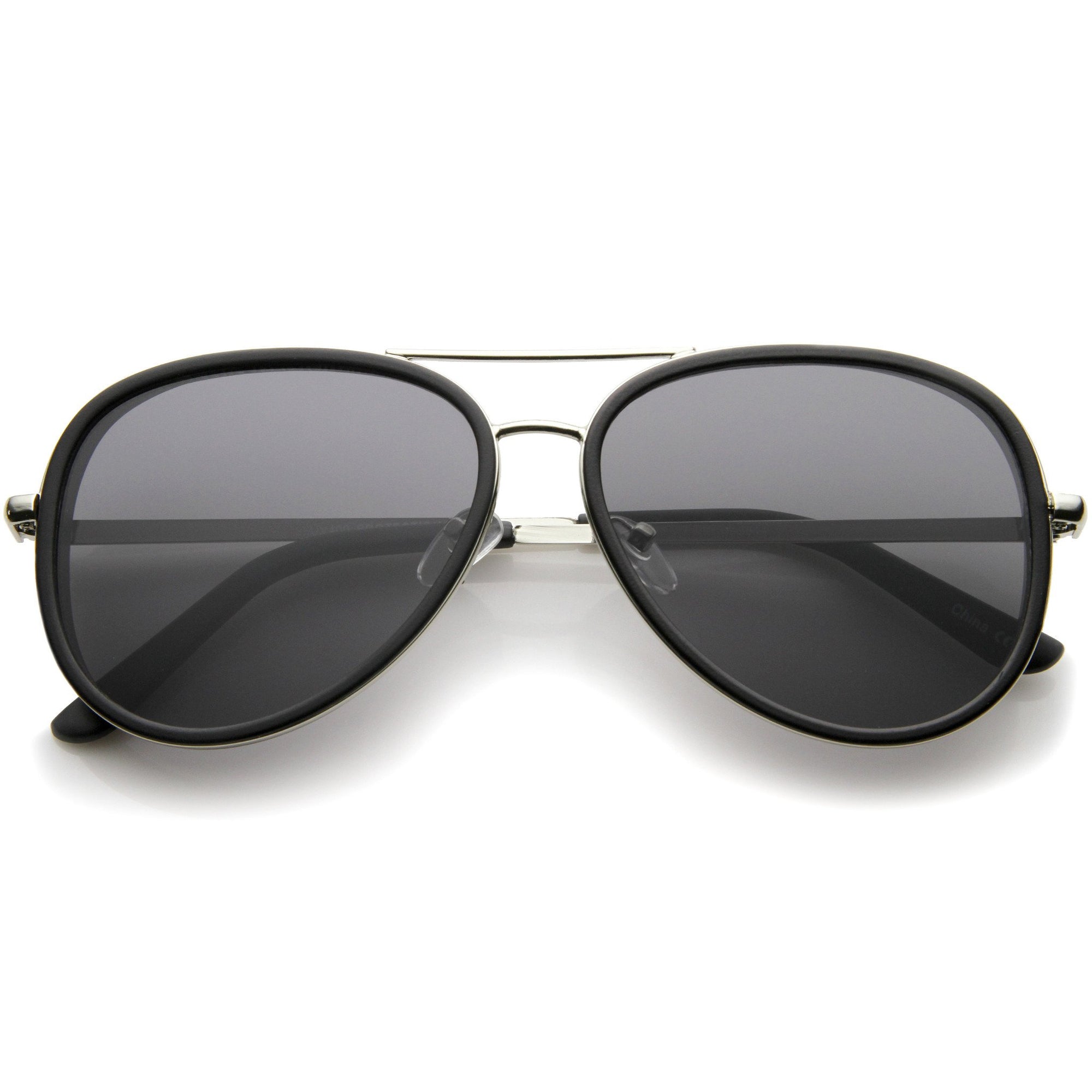 European Retro Two Tone Flat Lens Aviator Sunglasses - zeroUV