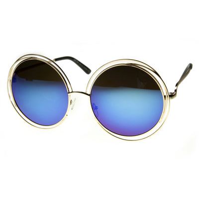 Retro Dual Metal Round Sunglasses With Revo Lens - zeroUV