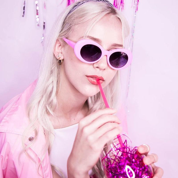 Colorful Retro 1990s Fashion Round Clout Oval Lens Sunglasses Zerouv 