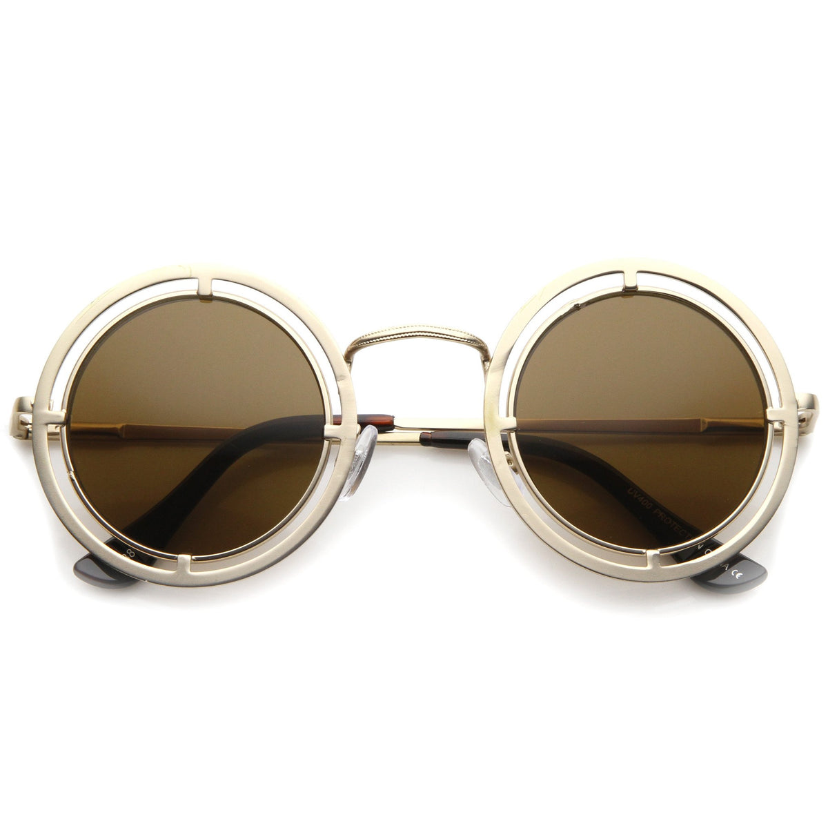 Retro Modern Steampunk Dual Frame Round Sunglasses Zerouv