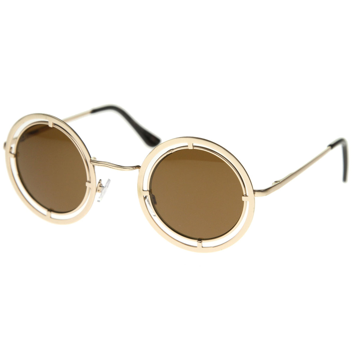 Retro Modern Steampunk Dual Frame Round Sunglasses Zerouv 