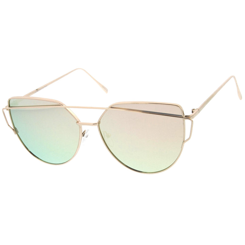 Modern Mirror Flat Lens Thin Wire Frame Sunglasses Zerouv 